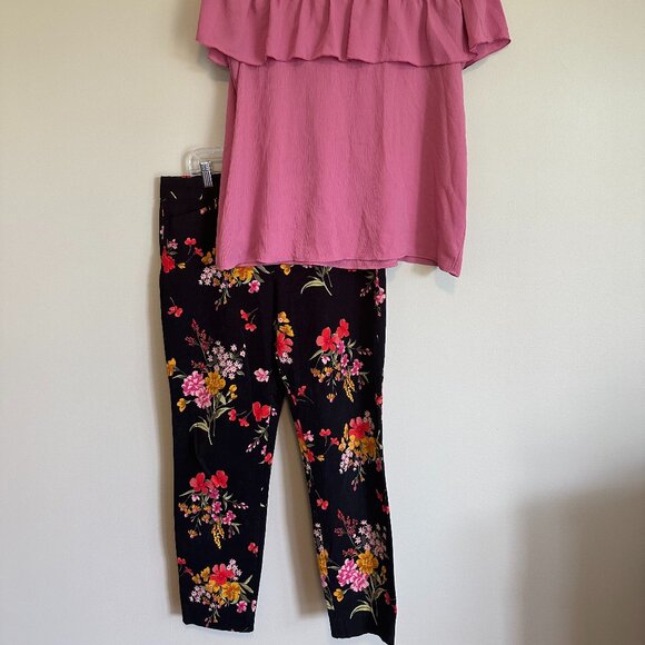 Pink Juicy Couture Blouse and Old Navy Pixie pant set - Picture 2 of 10